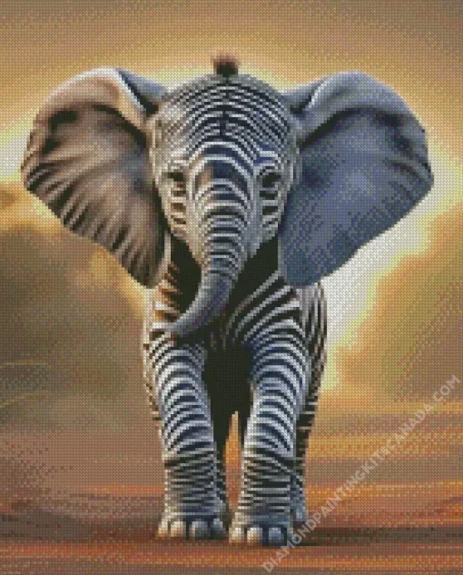 Elephant With Zebra Stripes Diamond Painting