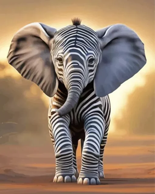 Elephant With Zebra Stripes Diamond Painting