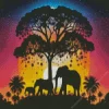 Elephants Silhouette Diamond Painting