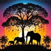 Elephants Silhouette Diamond Painting