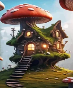 Fairy Mushroom House Diamond Painting