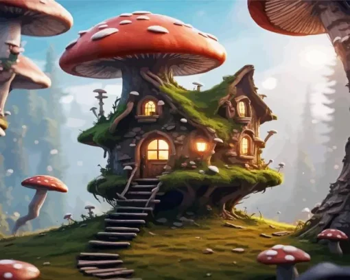 Fairy Mushroom House Diamond Painting