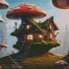 Fairy Mushroom House Diamond Painting