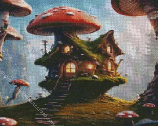 Fairy Mushroom House Diamond Painting