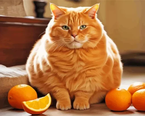 Fat Orange Cat Diamond Painting