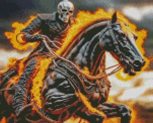 Fire Ghost Horse Rider Diamond Painting