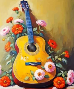 Floral Guitar Diamond Painting