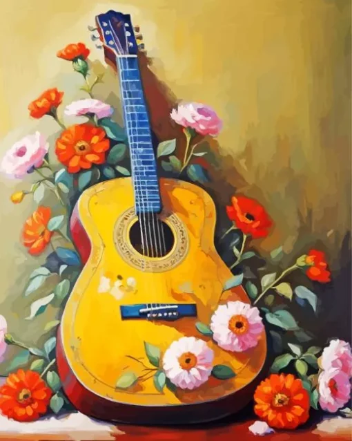 Floral Guitar Diamond Painting