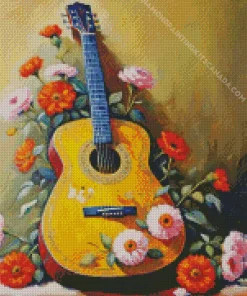 Floral Guitar Diamond Painting