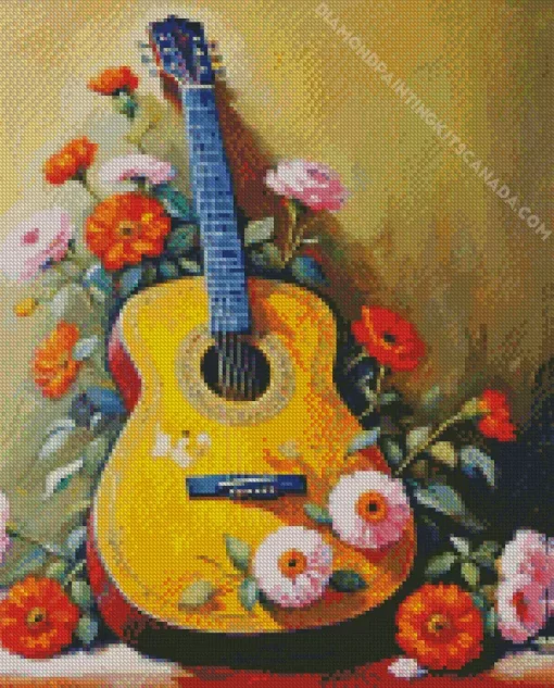 Floral Guitar Diamond Painting