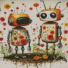 Floral Robots Art Diamond Painting