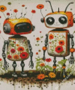 Floral Robots Art Diamond Painting