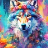 Floral Wolf Diamond Painting