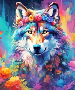 Floral Wolf Diamond Painting