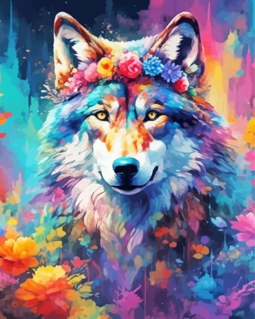 Floral Wolf Diamond Painting