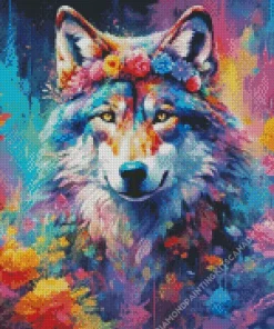 Floral Wolf Diamond Painting