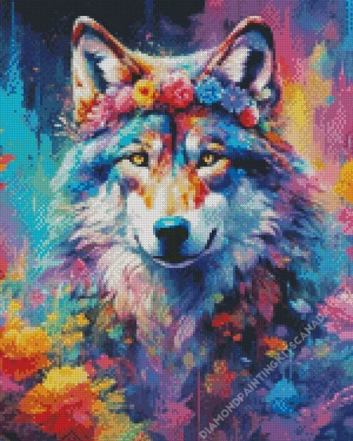 Floral Wolf Diamond Painting