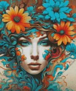 Flower In Head Diamond Painting