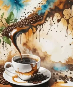 Flowers And Coffee Diamond Painting