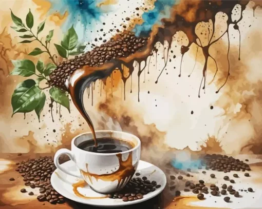 Flowers And Coffee Diamond Painting