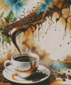 Flowers And Coffee Diamond Painting