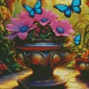 Flowers Pot And Butterflies Diamond Painting