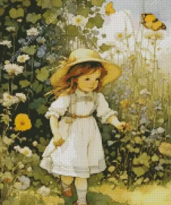 Girl In A Garden Diamond Painting