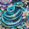 Green Flower Snake Diamond Painting