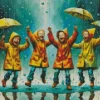 Happy Friends In The Rain Diamond Painting