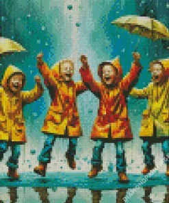 Happy Friends In The Rain Diamond Painting