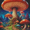 Mushroom House Art Diamond Painting