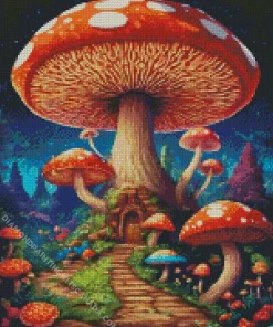 Mushroom House Art Diamond Painting