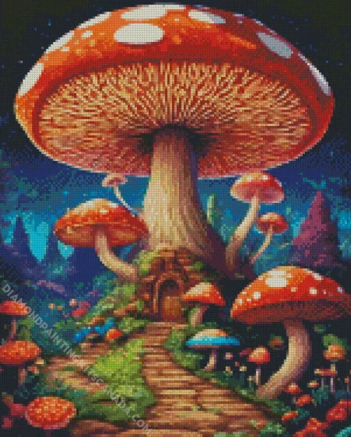 Mushroom House Art Diamond Painting