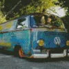 Old Blue Mini Van Diamond Painting