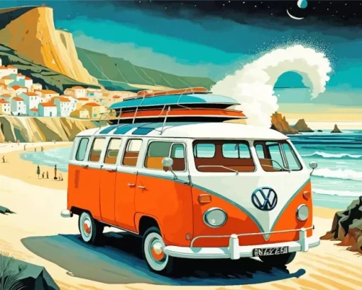 Orange Volkswagen Diamond Painting