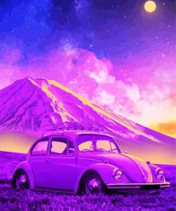 Purple Volkswagen Beetle Diamond Painting