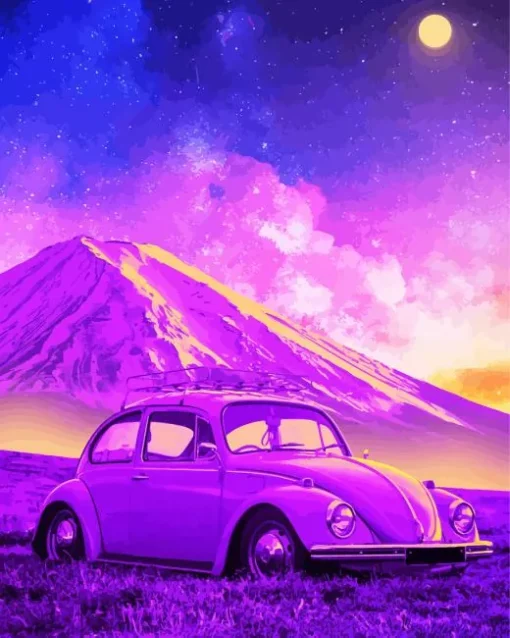 Purple Volkswagen Beetle Diamond Painting