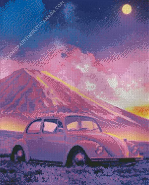 Purple Volkswagen Beetle Diamond Painting