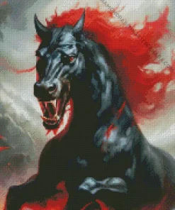 Red And Black Horse Diamond Painting