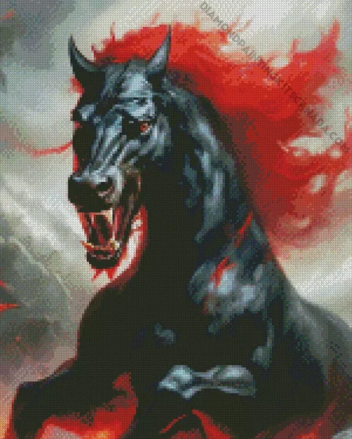 Red And Black Horse Diamond Painting