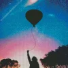 Silhouette Girl With Balloon Diamond Painting