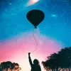 Silhouette Girl With Balloon Diamond Painting