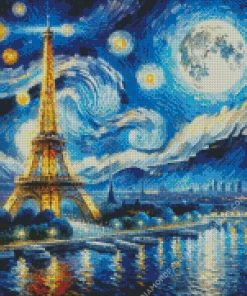 Starry Night Eiffel Tower Diamond Painting