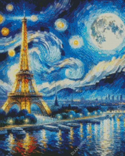 Starry Night Eiffel Tower Diamond Painting