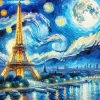 Starry Night Eiffel Tower Diamond Painting