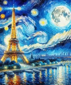 Starry Night Eiffel Tower Diamond Painting