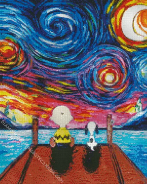 Starry Night Snoopy Diamond Painting