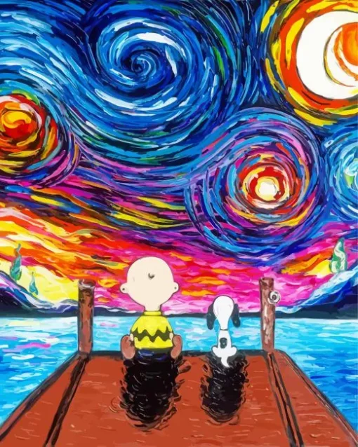 Starry Night Snoopy Diamond Painting