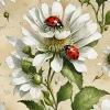 White Flowers And Ladybugs Diamond Painting