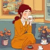 Woman Drinking Coffee Diamond Painting